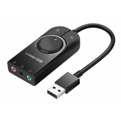 Фото Звуковая карта Ugreen CM129 USB 2.0 to 3 x Jack 3.5mm (40964) Black