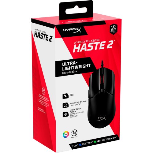 Купить Мышка HyperX Pulsefire Haste 2 (6N0A7AA) Black - цена в Харькове, Киеве, Днепре, Одессе
в интернет-магазине Telemart фото