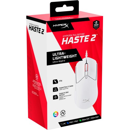 Купить Мышка HyperX Pulsefire Haste 2 (6N0A8AA) White - цена в Харькове, Киеве, Днепре, Одессе
в интернет-магазине Telemart фото