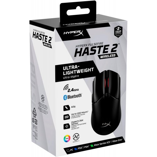 Купить Мышка HyperX Pulsefire Haste 2 Wireless (6N0B0AA) Black - цена в Харькове, Киеве, Днепре, Одессе
в интернет-магазине Telemart фото
