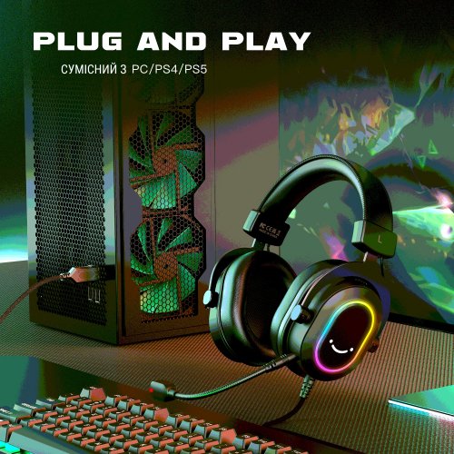 Купить Наушники Fifine H6 RGB Black - цена в Харькове, Киеве, Днепре, Одессе
в интернет-магазине Telemart фото