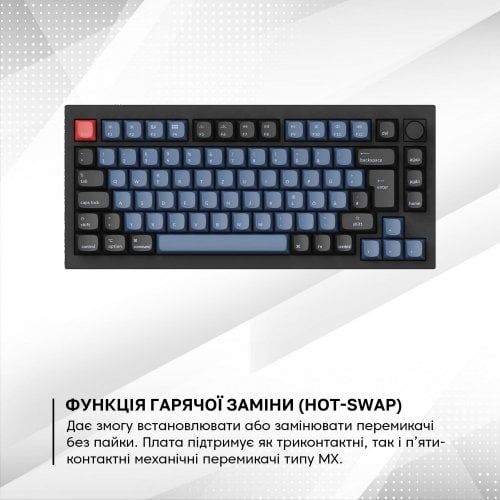 Купить Клавиатура Keychron Q1 QMK RGB Gateron G PRO Brown Hot-Swap Knob (Q1M3) Carbon Black - цена в Харькове, Киеве, Днепре, Одессе
в интернет-магазине Telemart фото