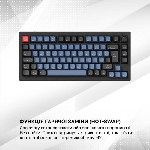 Клавіатура Keychron Q1 QMK RGB Gateron G PRO Red Hot-Swap Knob (Q1M1) Carbon Black купити в Україні: Київ, Львів, Хмельницький, Тернопіль, Івано-Франківськ | Низька ціна, відгуки, характеристики від TELEMART фото