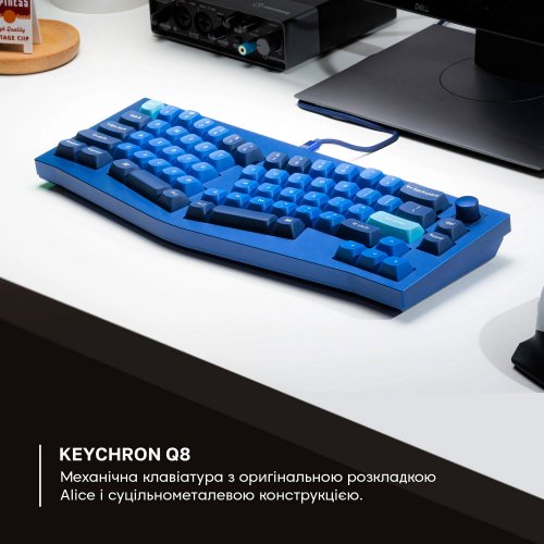 Клавиатура Keychron Q8 QMK RGB Gateron G PRO Brown Hot-Swap Knob (Q8O3) Navy Blue купить в Украине: Киев, Днепр, Харьков, Одесса  | Низкая цена, отзывы, характеристики от TELEMART фото