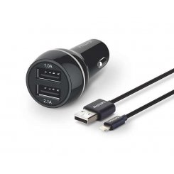 Автомобільний зарядний пристрій Philips Lightning 2xUSB 3.1А (DLP2357V/10)