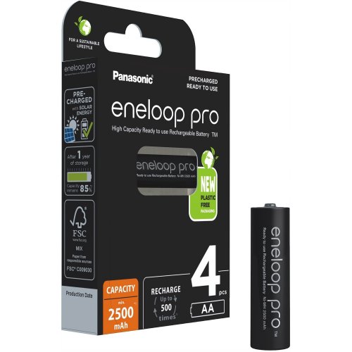 AA NiMH Panasonic Eneloop Pro Rechargeable Battery (2500 mAh) - Low  Discharge