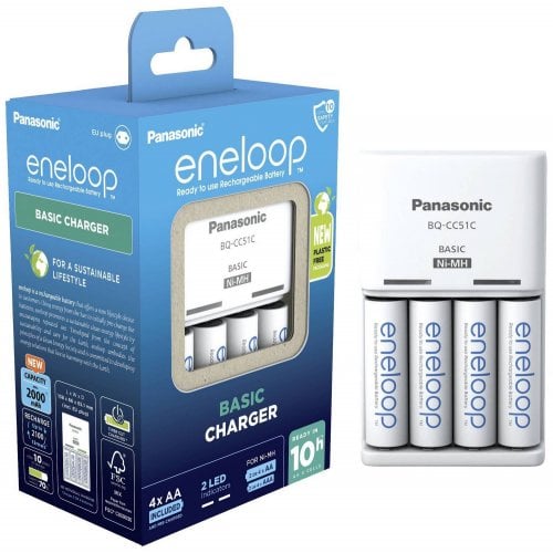 Купить Зарядное устройство Panasonic Basic Charger New + Eneloop AA 2000 mAh NI-MH 4BP (K-KJ51MCD40E) - цена в Харькове, Киеве, Днепре, Одессе
в интернет-магазине Telemart фото