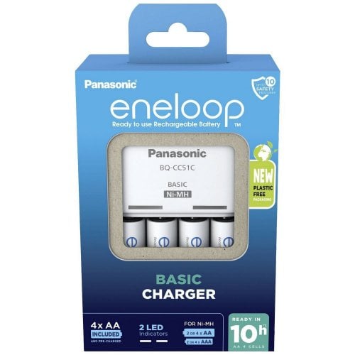 Купить Зарядное устройство Panasonic Basic Charger New + Eneloop AA 2000 mAh NI-MH 4BP (K-KJ51MCD40E) - цена в Харькове, Киеве, Днепре, Одессе
в интернет-магазине Telemart фото