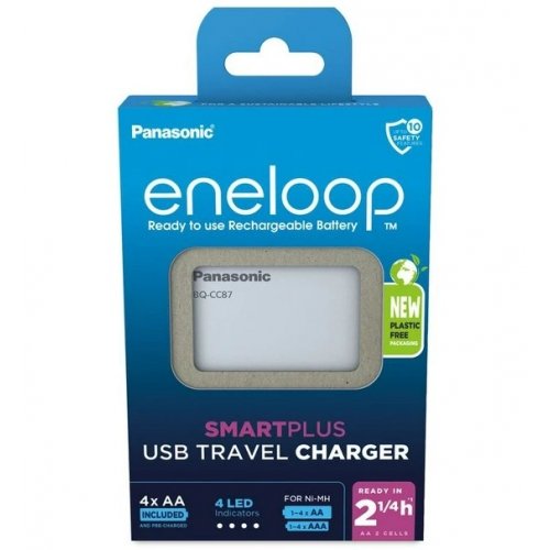 Зарядний пристрій Panasonic USB in/out з функцією Power Bank + 4AA 2000 mAh (K-KJ87MCD40USB) купити в Україні: Київ, Львів, Хмельницький, Тернопіль, Івано-Франківськ | Низька ціна, відгуки, характеристики від TELEMART фото