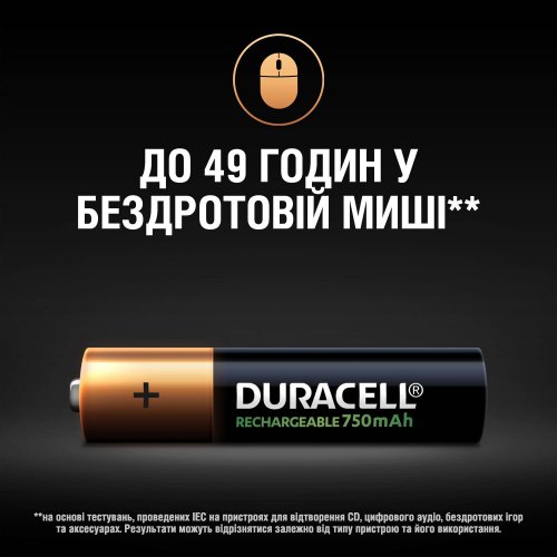 Купить Аккумулятор Duracell AAA HR03 750mAh 4 шт. (5007331) - цена в Харькове, Киеве, Днепре, Одессе
в интернет-магазине Telemart фото