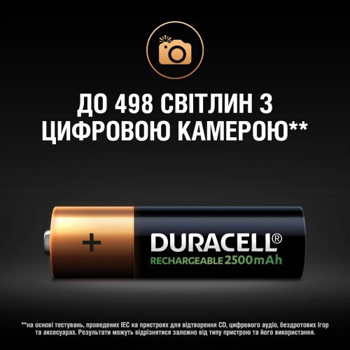 Купить Аккумулятор Duracell AA HR6 2500mAh 4 шт. (5007308) - цена в Харькове, Киеве, Днепре, Одессе
в интернет-магазине Telemart фото