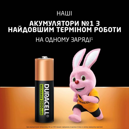 Купити Акумулятор Duracell AA HR6 2500mAh 4 шт. (5007308) - ціна в Києві, Львові, Вінниці, Хмельницькому, Франківську, Україні | інтернет-магазин TELEMART.UA фото
