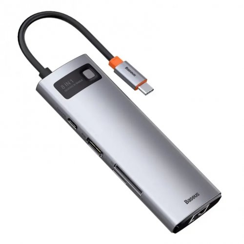 Купить USB-хаб Baseus Metal Gleam Series USB Type-C 8 in 1 (CAHUB-CV0G) Gray - цена в Харькове, Киеве, Днепре, Одессе
в интернет-магазине Telemart фото