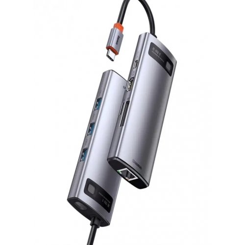 Купить USB-хаб Baseus Metal Gleam Series USB Type-C 8 in 1 (CAHUB-CV0G) Gray - цена в Харькове, Киеве, Днепре, Одессе
в интернет-магазине Telemart фото