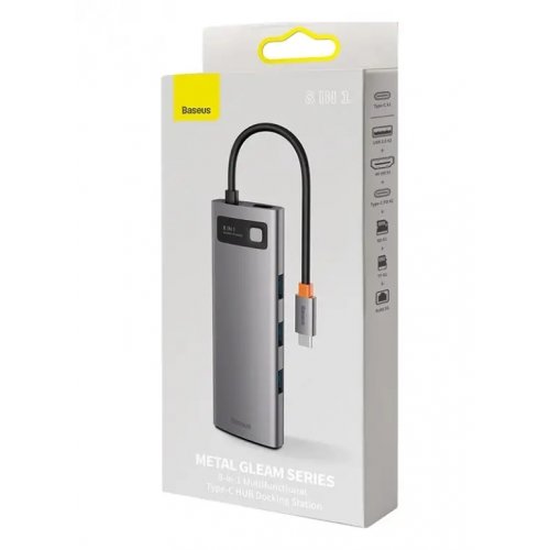 Купить USB-хаб Baseus Metal Gleam Series USB Type-C 8 in 1 (CAHUB-CV0G) Gray - цена в Харькове, Киеве, Днепре, Одессе
в интернет-магазине Telemart фото