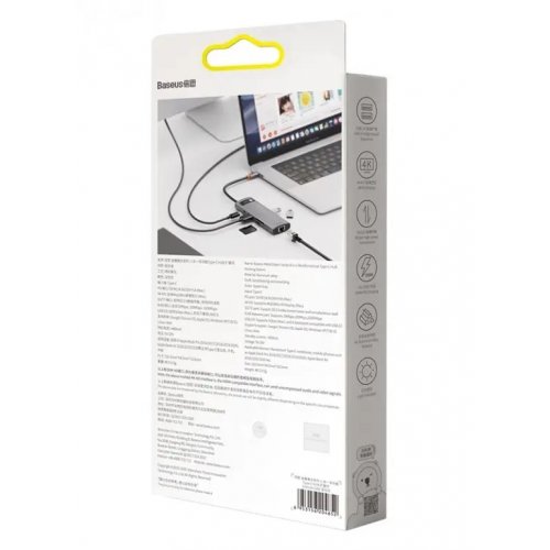Купить USB-хаб Baseus Metal Gleam Series USB Type-C 8 in 1 (CAHUB-CV0G) Gray - цена в Харькове, Киеве, Днепре, Одессе
в интернет-магазине Telemart фото