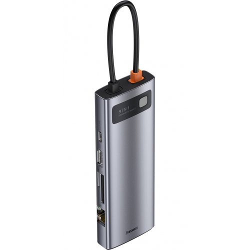 Купити USB-хаб Baseus Metal Gleam Series USB Type-C 9 in 1 (CAHUB-CU0G) Gray - ціна в Києві, Львові, Вінниці, Хмельницькому, Франківську, Україні | інтернет-магазин TELEMART.UA фото