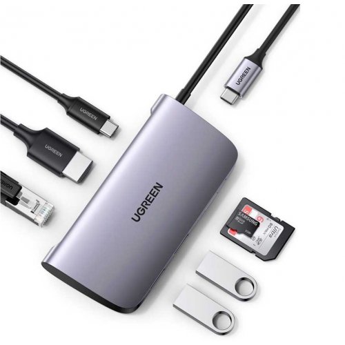 Купити USB-хаб Ugreen CM212 USB Type-C 7 in 1 (50852) Grey - ціна в Києві, Львові, Вінниці, Хмельницькому, Франківську, Україні | інтернет-магазин TELEMART.UA фото