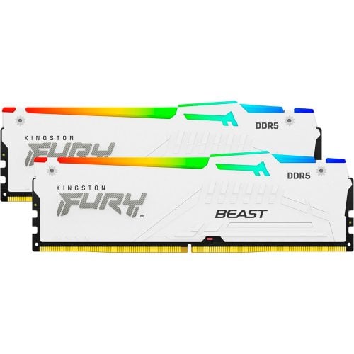 Купить ОЗУ Kingston DDR5 32GB (2x16GB) 5200Mhz FURY Beast RGB White (KF552C40BWAK2-32) с проверкой совместимости: обзор, характеристики, цена в Киеве, Днепре, Одессе, Харькове, Украине | интернет-магазин TELEMART.UA фото