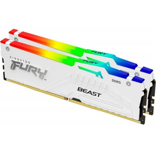 Купить ОЗУ Kingston DDR5 32GB (2x16GB) 5200Mhz FURY Beast RGB White (KF552C40BWAK2-32) с проверкой совместимости: обзор, характеристики, цена в Киеве, Днепре, Одессе, Харькове, Украине | интернет-магазин TELEMART.UA фото