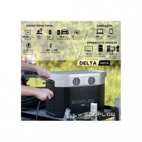 Купити Зарядна станція EcoFlow DELTA Max 2000 2400W 2016Wh - ціна в Києві, Львові, Вінниці, Хмельницькому, Франківську, Україні | інтернет-магазин TELEMART.UA фото