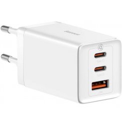 Сетевое зарядное устройство Baseus GaN5 Pro USB + 2 USB Type-C 65W (CCGP120202) White