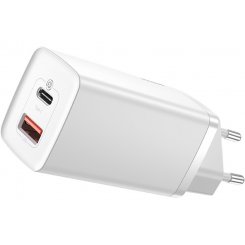 Мережевий зарядний пристрій Baseus GaN2 Lite USB + USB Type-C 65W (CCGAN2L-B02) White