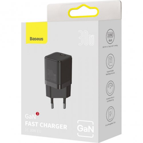 Купити Мережевий зарядний пристрій Baseus GAN3 USB Type-C 30W (CCGN010101) Black - ціна в Києві, Львові, Вінниці, Хмельницькому, Франківську, Україні | інтернет-магазин TELEMART.UA фото