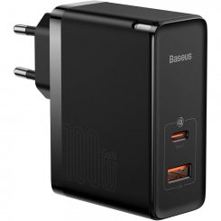 Мережевий зарядний пристрій Baseus GaN3 Pro USB + USB Type-C 100W (CCGP090201) Black