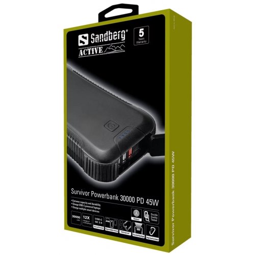 Купити Powerbank Sandberg Survivor 30000 mAh 45W (420-48) - ціна в Києві, Львові, Вінниці, Хмельницькому, Франківську, Україні | інтернет-магазин TELEMART.UA фото