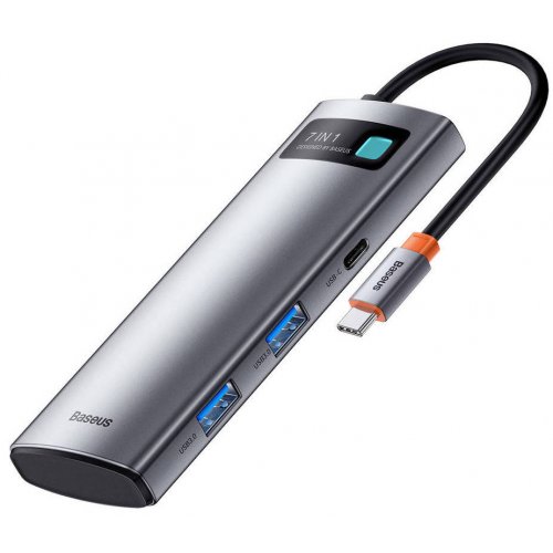 Купити USB-хаб Baseus Metal Gleam Series USB Type-C 7 in 1 (WKWG020113) Gray - ціна в Києві, Львові, Вінниці, Хмельницькому, Франківську, Україні | інтернет-магазин TELEMART.UA фото