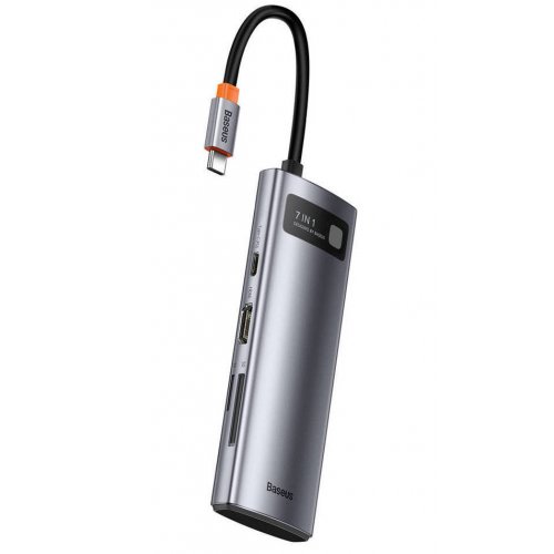Купити USB-хаб Baseus Metal Gleam Series USB Type-C 7 in 1 (WKWG020113) Gray - ціна в Києві, Львові, Вінниці, Хмельницькому, Франківську, Україні | інтернет-магазин TELEMART.UA фото