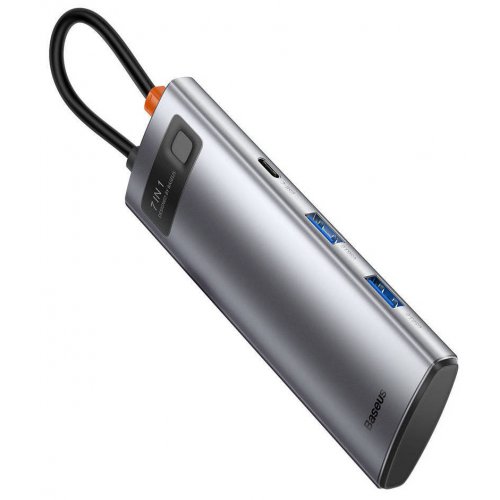 Купити USB-хаб Baseus Metal Gleam Series USB Type-C 7 in 1 (WKWG020113) Gray - ціна в Києві, Львові, Вінниці, Хмельницькому, Франківську, Україні | інтернет-магазин TELEMART.UA фото