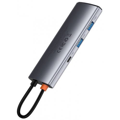 Купити USB-хаб Baseus Metal Gleam Series USB Type-C 7 in 1 (WKWG020113) Gray - ціна в Києві, Львові, Вінниці, Хмельницькому, Франківську, Україні | інтернет-магазин TELEMART.UA фото