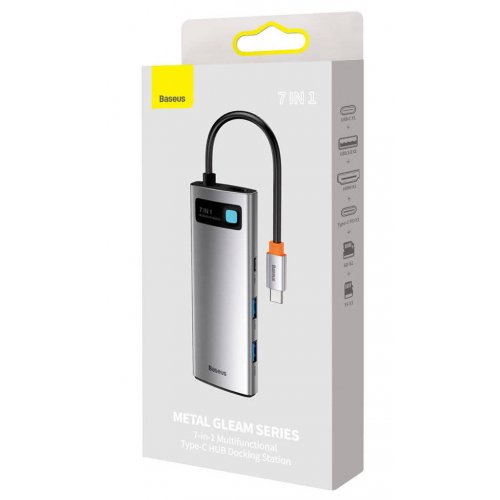 Купити USB-хаб Baseus Metal Gleam Series USB Type-C 7 in 1 (WKWG020113) Gray - ціна в Києві, Львові, Вінниці, Хмельницькому, Франківську, Україні | інтернет-магазин TELEMART.UA фото