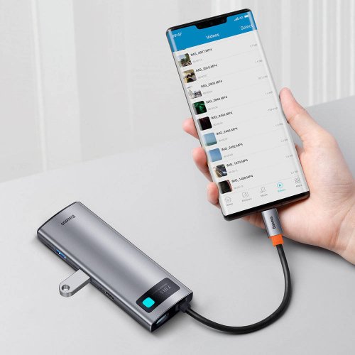 Купити USB-хаб Baseus Metal Gleam Series USB Type-C 7 in 1 (WKWG020113) Gray - ціна в Києві, Львові, Вінниці, Хмельницькому, Франківську, Україні | інтернет-магазин TELEMART.UA фото