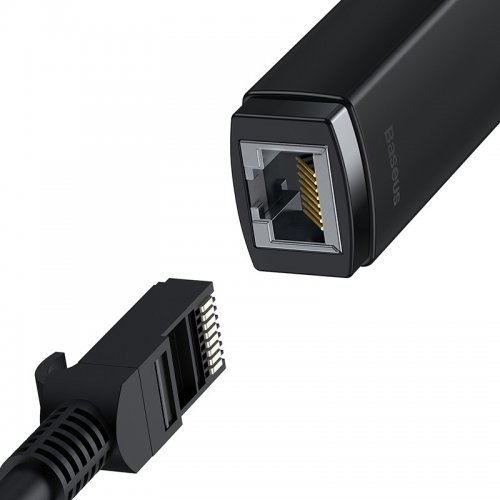 Купити Мережева карта Baseus Lite Series USB Type-C to RJ45 LAN (WKQX000201) Black - ціна в Києві, Львові, Вінниці, Хмельницькому, Франківську, Україні | інтернет-магазин TELEMART.UA фото