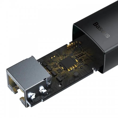 Купити Мережева карта Baseus Lite Series USB Type-C to RJ45 LAN (WKQX000201) Black - ціна в Києві, Львові, Вінниці, Хмельницькому, Франківську, Україні | інтернет-магазин TELEMART.UA фото
