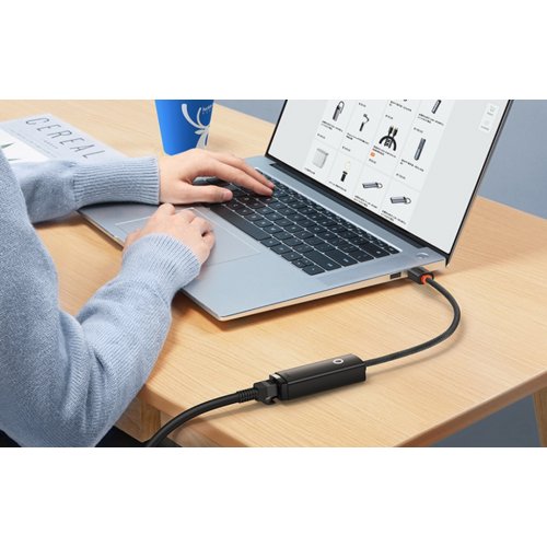 Купити Мережева карта Baseus Lite Series USB Type-C to RJ45 LAN (WKQX000201) Black - ціна в Києві, Львові, Вінниці, Хмельницькому, Франківську, Україні | інтернет-магазин TELEMART.UA фото