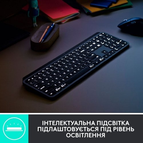 Купити Клавіатура Logitech MX Keys Advanced For Business Wireless Illuminated (920-010251) Graphite - ціна в Києві, Львові, Вінниці, Хмельницькому, Франківську, Україні | інтернет-магазин TELEMART.UA фото