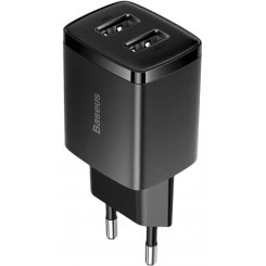 Мережевий зарядний пристрій Baseus Compact Charger 2 x USB 10.5W (CCXJ010201) Black