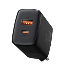 Мережевий зарядний пристрій Baseus Compact Quick Charger USB + USB Type-C 20W (CCXJ-B01) Black