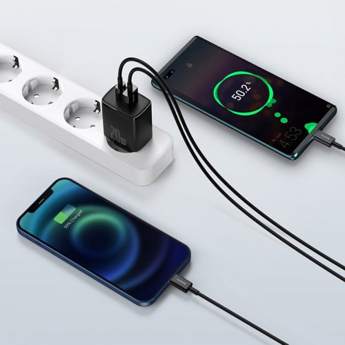 Купить Сетевое зарядное устройство Baseus Compact Quick Charger USB + USB Type-C 20W (CCXJ-B01) Black - цена в Харькове, Киеве, Днепре, Одессе
в интернет-магазине Telemart фото