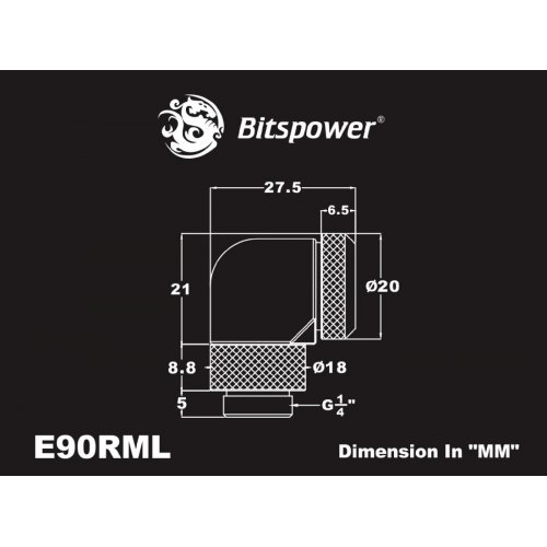 Фітінг Bitspower Enhance Rotary G1/4 90-Degree Multi-Link Adapter 12mm OD (BP-CBE90RML) Carbon Black купити в Україні | Telemart фото