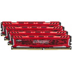 ОЗП Crucial DDR4 64GB (4x16GB) 2400Mhz Ballistix Sport LT Red (BLS4C16G4D240FSE)