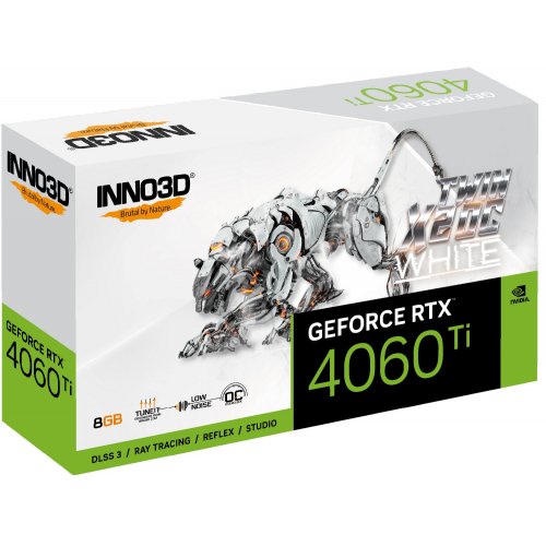 Photo Video Graphic Card Inno3D GeForce RTX 4060 Ti TWIN X2 OC WHITE 8192MB (N406T2-08D6X-171153W)