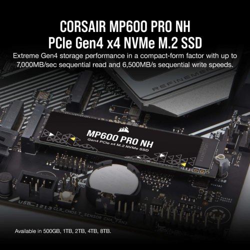 SSD-диск Corsair MP600 PRO NH 3D NAND TLC 1TB M.2 (2280 PCI-E) NVMe x4 (CSSD-F1000GBMP600PNH) купити з перевіркою сумісності: огляд, характеристики, ціна у Києві, Львові, Вінниці, Хмельницькому, Івано-Франківську, Україні | інтернет-магазин TELEMART.UA фото