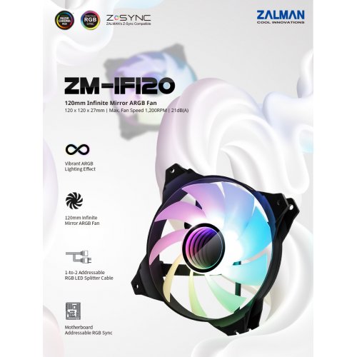 Продать Кулер для корпуса Zalman Infinity Mirror ARGB (ZM-IF120) по Trade-In интернет-магазине Телемарт - Киев, Днепр, Украина фото