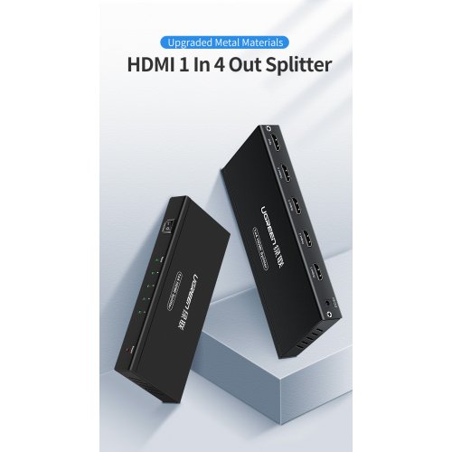 Сплітер Ugreen HDMI 1.4 to 4 x HDMI 4K 30Hz (40202) Black купити в Україні: Київ, Львів, Хмельницький, Тернопіль, Івано-Франківськ | Низька ціна, відгуки, характеристики від TELEMART фото