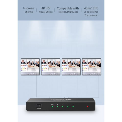 Сплітер Ugreen HDMI 1.4 to 4 x HDMI 4K 30Hz (40202) Black купити в Україні: Київ, Львів, Хмельницький, Тернопіль, Івано-Франківськ | Низька ціна, відгуки, характеристики від TELEMART фото